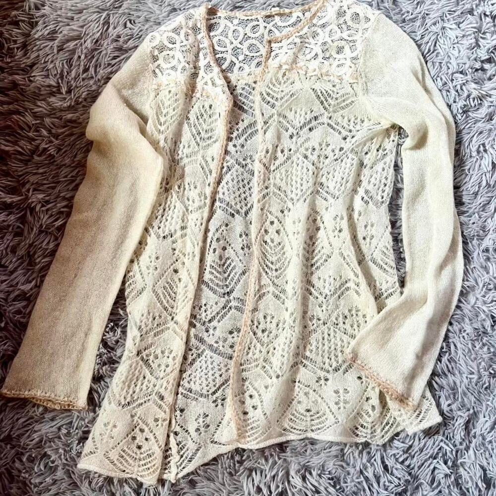 Delicate whimsical lace Fairy cottage core earthy Whimsy Hippie Granola cardigan